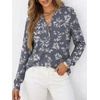image:imageANRABESS Womens Fall Shirts Long Sleeve Henley Top Dressy Casual BlouseGrey White Floral