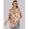 image:imageANRABESS Womens Fall Shirts Long Sleeve Henley Top Dressy Casual BlouseKhaki Beige Floral