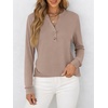 image:imageANRABESS Womens Fall Shirts Long Sleeve Henley Top Dressy Casual BlouseLight Brown