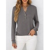 image:imageANRABESS Womens Fall Shirts Long Sleeve Henley Top Dressy Casual BlouseLight Taupe