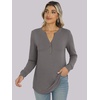 image:imageANRABESS Womens Fall Shirts Long Sleeve Henley Top Dressy Casual BlouseLight Taupe