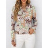 image:imageANRABESS Womens Fall Shirts Long Sleeve Henley Top Dressy Casual BlouseMix Color Block