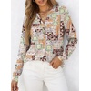 image:imageANRABESS Womens Fall Shirts Long Sleeve Henley Top Dressy Casual BlouseMix Color Block