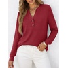 image:imageANRABESS Womens Fall Shirts Long Sleeve Henley Top Dressy Casual BlouseRed