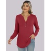 image:imageANRABESS Womens Fall Shirts Long Sleeve Henley Top Dressy Casual BlouseRed