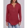 image:imageANRABESS Womens Fall Shirts Long Sleeve Henley Top Dressy Casual BlouseRed