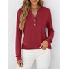 image:imageANRABESS Womens Fall Shirts Long Sleeve Henley Top Dressy Casual BlouseRed