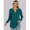 image:imageANRABESS Womens Fall Shirts Long Sleeve Henley Top Dressy Casual BlouseTeal