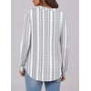 image:imageANRABESS Womens Fall Shirts Long Sleeve Henley Top Dressy Casual BlouseWhite Grey Strip