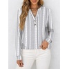 image:imageANRABESS Womens Fall Shirts Long Sleeve Henley Top Dressy Casual BlouseWhite Grey Strip