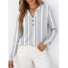 image:imageANRABESS Womens Fall Shirts Long Sleeve Henley Top Dressy Casual BlouseWhite Grey Strip