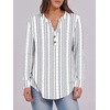 image:imageANRABESS Womens Fall Shirts Long Sleeve Henley Top Dressy Casual BlouseWhite Grey Strip