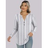 image:imageANRABESS Womens Fall Shirts Long Sleeve Henley Top Dressy Casual BlouseWhite Grey Strip