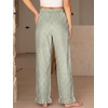 image:imageANRABESS Womens Gingham Striped Ruffle Hem PantsArmy Green White Plaid
