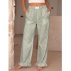 image:imageANRABESS Womens Gingham Striped Ruffle Hem PantsArmy Green White Plaid