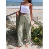 image:imageANRABESS Womens Gingham Striped Ruffle Hem PantsArmy Green White Plaid