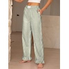image:imageANRABESS Womens Gingham Striped Ruffle Hem PantsArmy Green White Plaid