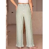 image:imageANRABESS Womens Gingham Striped Ruffle Hem PantsArmy Green White Stripe