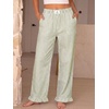 image:imageANRABESS Womens Gingham Striped Ruffle Hem PantsArmy Green White Stripe