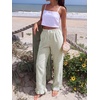 image:imageANRABESS Womens Gingham Striped Ruffle Hem PantsArmy Green White Stripe