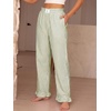 image:imageANRABESS Womens Gingham Striped Ruffle Hem PantsArmy Green White Stripe