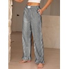 image:imageANRABESS Womens Gingham Striped Ruffle Hem PantsBlack White Plaid