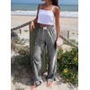 image:imageANRABESS Womens Gingham Striped Ruffle Hem PantsBlack White Plaid