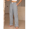 image:imageANRABESS Womens Gingham Striped Ruffle Hem PantsBlack White Stripe