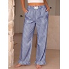 image:imageANRABESS Womens Gingham Striped Ruffle Hem PantsBlue White Plaid