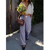 image:imageANRABESS Womens Gingham Striped Ruffle Hem PantsBlue White Plaid