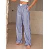 image:imageANRABESS Womens Gingham Striped Ruffle Hem PantsBlue White Plaid