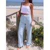image:imageANRABESS Womens Gingham Striped Ruffle Hem PantsBlue White Stripe