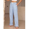 image:imageANRABESS Womens Gingham Striped Ruffle Hem PantsBlue White Stripe