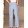 image:imageANRABESS Womens Gingham Striped Ruffle Hem PantsBlue White Stripe