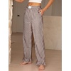 image:imageANRABESS Womens Gingham Striped Ruffle Hem PantsBrown White Plaid