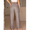 image:imageANRABESS Womens Gingham Striped Ruffle Hem PantsBrown White Plaid