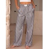 image:imageANRABESS Womens Gingham Striped Ruffle Hem PantsBrown White Plaid