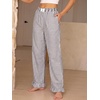 image:imageANRABESS Womens Gingham Striped Ruffle Hem PantsBrown White Stripe