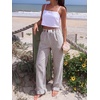 image:imageANRABESS Womens Gingham Striped Ruffle Hem PantsBrown White Stripe