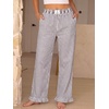 image:imageANRABESS Womens Gingham Striped Ruffle Hem PantsBrown White Stripe