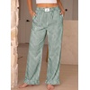 image:imageANRABESS Womens Gingham Striped Ruffle Hem PantsDeep Green White Plaid