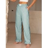 image:imageANRABESS Womens Gingham Striped Ruffle Hem PantsGreen White Plaid