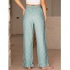 image:imageANRABESS Womens Gingham Striped Ruffle Hem PantsGreen White Plaid