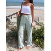 image:imageANRABESS Womens Gingham Striped Ruffle Hem PantsGreen White Plaid