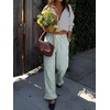 image:imageANRABESS Womens Gingham Striped Ruffle Hem PantsGreen White Plaid