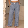 image:imageANRABESS Womens Gingham Striped Ruffle Hem PantsNavy Blue White Plaid
