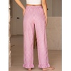 image:imageANRABESS Womens Gingham Striped Ruffle Hem PantsPink White Plaid