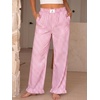 image:imageANRABESS Womens Gingham Striped Ruffle Hem PantsPink White Plaid
