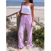 image:imageANRABESS Womens Gingham Striped Ruffle Hem PantsPurple White Plaid