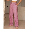 image:imageANRABESS Womens Gingham Striped Ruffle Hem PantsRed White Plaid